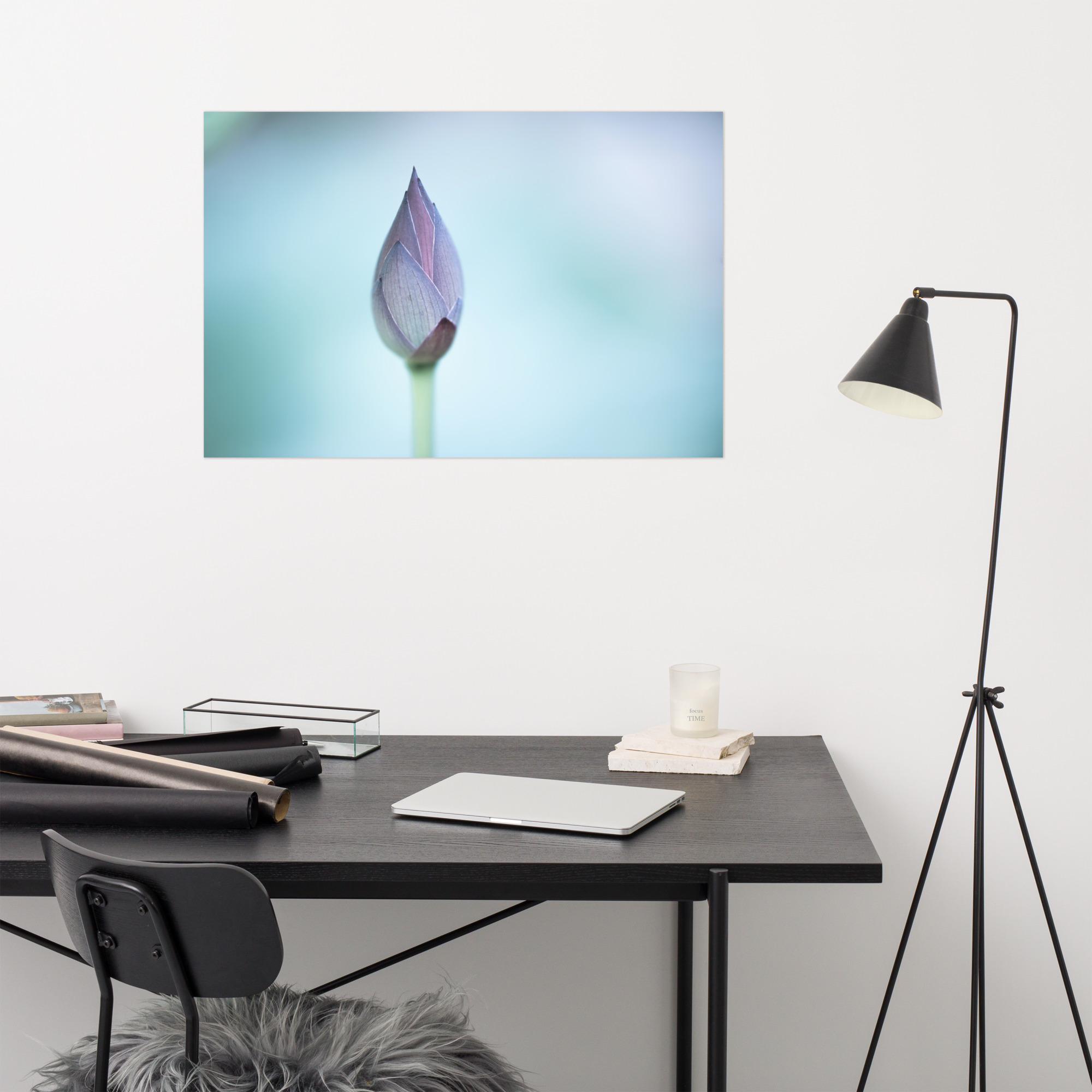 Matte Art Poster: Ethereal Lotus Bud like a Watercolor Painting, Nara - Image 2
